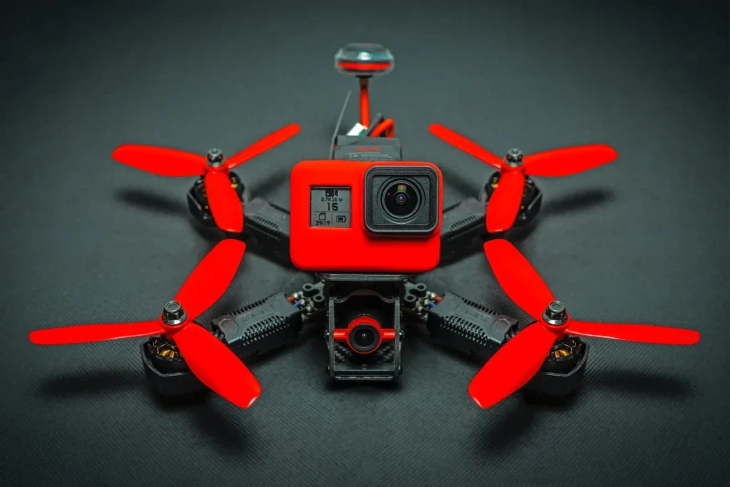 red and black drone