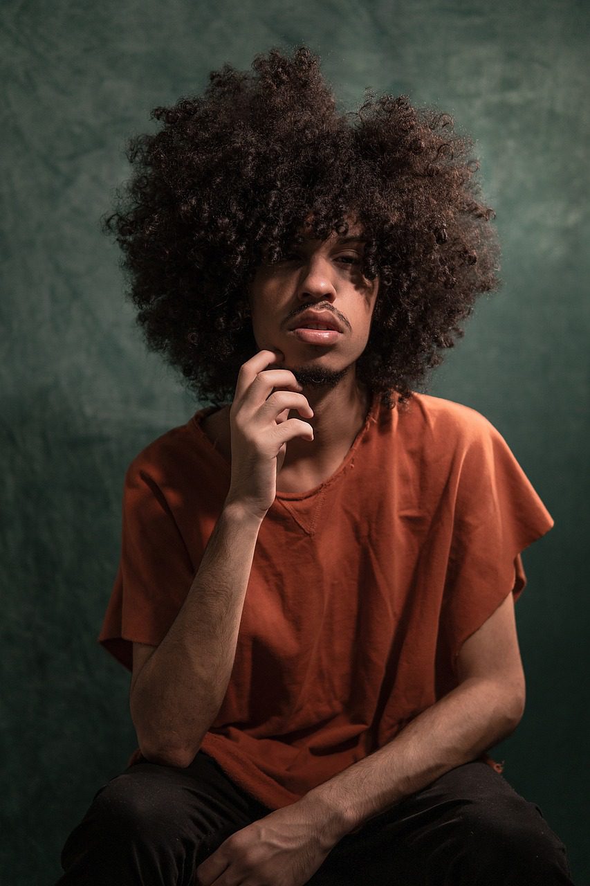 man, potrait, afro